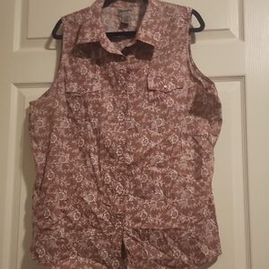 Wrangler Sleeveless Rose Floral Pearl Snap Shirt